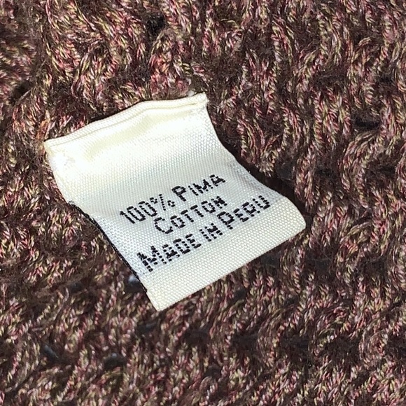 Peruvian Connection Brown Pima Cotton Open Knit Sleeveless Sweater size Small - Picture 9 of 12